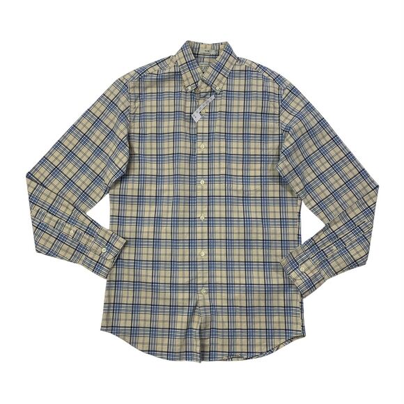 J Crew Shirt Men Extra Small Cream Blue SLIM Fit Button Down Long Sleeve Stretch - Picture 1 of 11